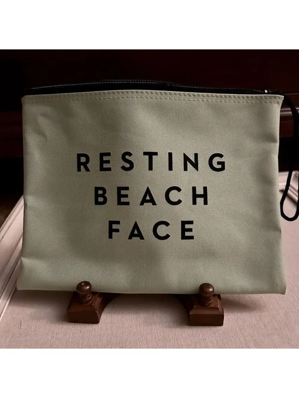 Milly light green canvas beach clutch bag travel ouch NWOT